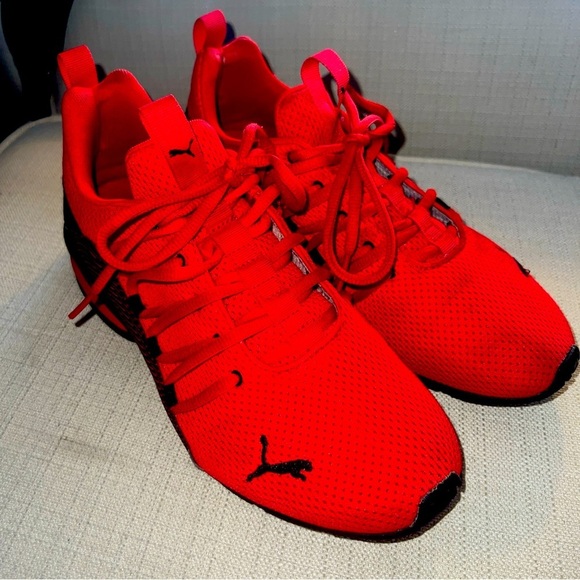 Puma Axelion Red/Black Running Shoes Sneakers Men's Size 7C 376196-01 - Picture 1 of 12